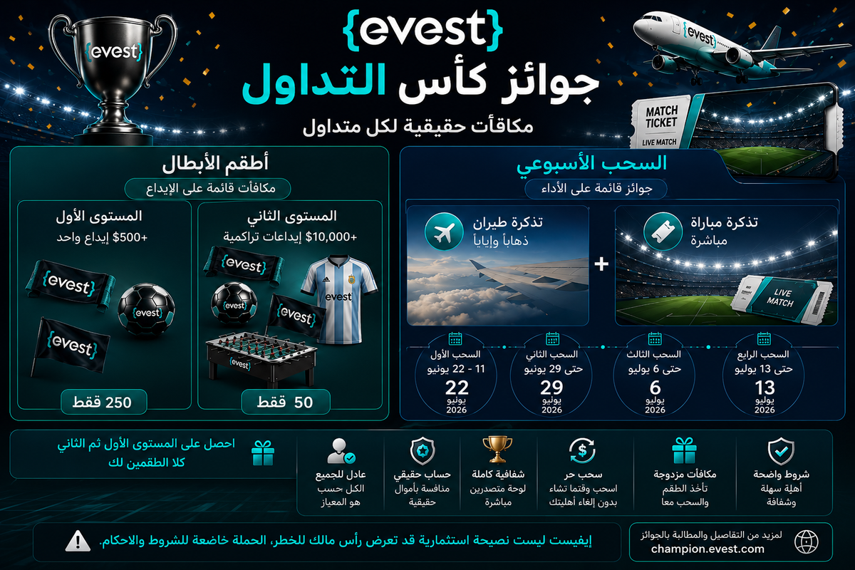جوائز كأس التداول من إيفست — مكافآت تليق بالأبطال